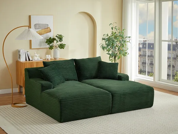 Vente-unique - DONILIA Sofa Samt Grün - B 160 cm x H 72 cm x L 200 cm