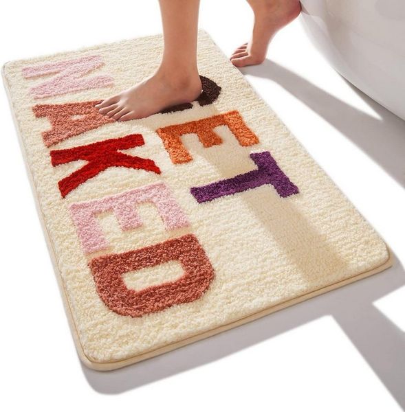FELIXLEO Badematte Badematte 50x80 cm, Beige Bunt, rutschfest & weiche Mikrofaser