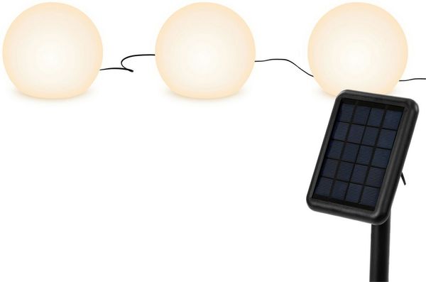 OTTO home LED Solarleuchte Ollira, LED-Solar Kugelleuchten, 3er Set, Tageslichtsensor, LED fest integriert, Warmweiß, mit Erdspießen