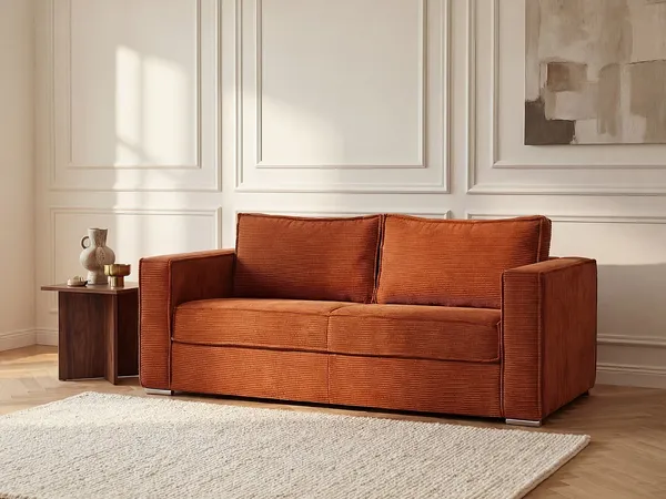 Vente-unique - LORETO Sofa SamtStoff Rot - B 223 cm95 cm x H 90 cm x L 215 cm