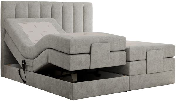 Boxspringbett mit elektrisch verstellbaren Matratzen, zwei Bettkästen und einem Topper - COMFORTO - 180 x 200 cm - Hellgrau Stoff - H4 Bild 4