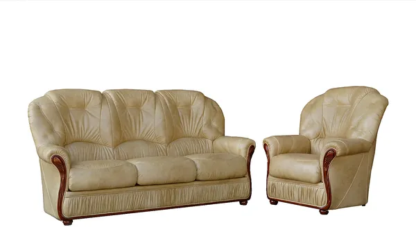 Vente-unique - DAPHNE Sofa and armchair set Leder Beige - B 91 cm x H 97 cm x L 83 cm183 cm