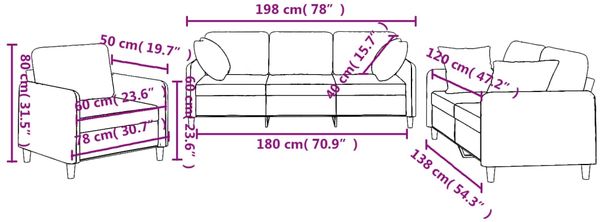 vidaXL 3-tlg. Sofagarnitur mit Kissen Hellgelb Stoff 3202075 Bild 10
