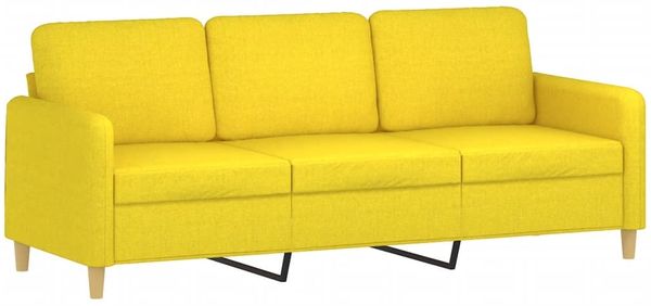 vidaXL 3-tlg. Sofagarnitur mit Kissen Hellgelb Stoff 3202075 Bild 5