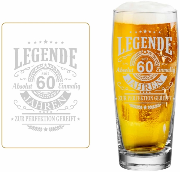 Luxentu Willi Becher Bierglas Helles-Glas 0,5 Liter mit Eichung - Legende seit 60 Jahren