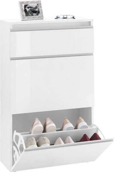 INOSIGN Schuhschrank Magic Schuhschrank, Schuhkommode, Schuhregal, Schuhkipper, softgriff 3 Klappen, Doppelschuhtrommeln komplett Hochglanz lackiert Breite 60cm
