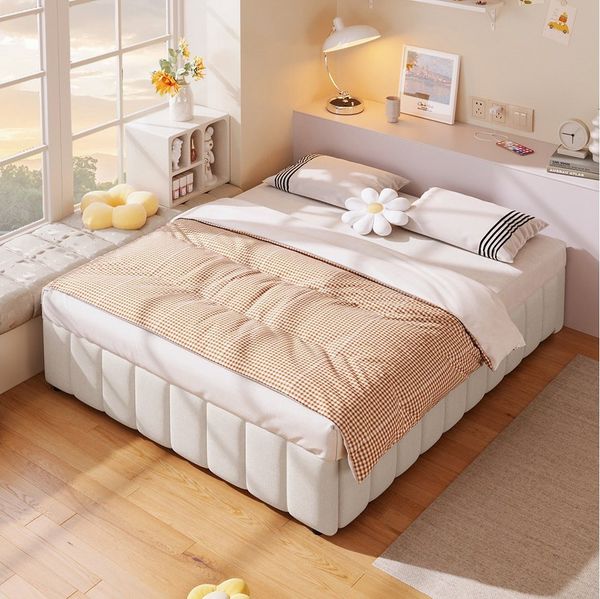 STILVORA Polsterbett Tagesbett 140×200 Stauraumbett Jugendbett mit Stauraum,ohne Kopfteil (Polsterbett,mit hydraulischer Lagerung – Minimalistisches Design ohne Kopfteil, umweltfreundliches Leinen & MDF, praktischer Stauraum für Schlafzimmer & Jugendzi...