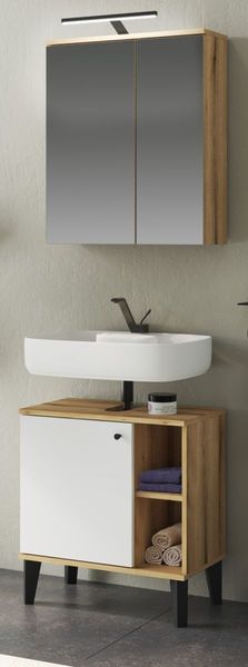 Badmöbel Set 2-teilig Torsby in weiß und Eiche 60 cm