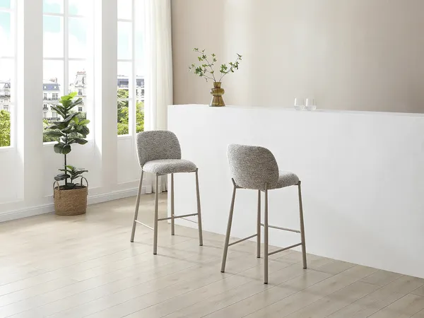 Vente-unique - JIZAK Barhocker Stoff Beige - B 54 cm x H 100,5 cm x L 49 cm