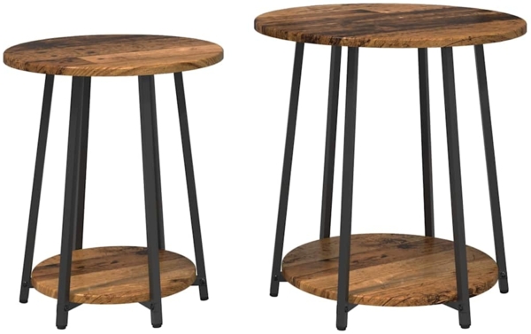 vidaXL Beistelltisch-Set mit Regal 2 pcs Altholz und Schwarz 869706