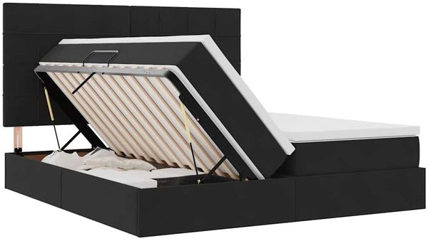 vidaXL Bett mit LED-Lichtleisten Schwarz 200 x 200 cm Samt 3372889 Bild 8