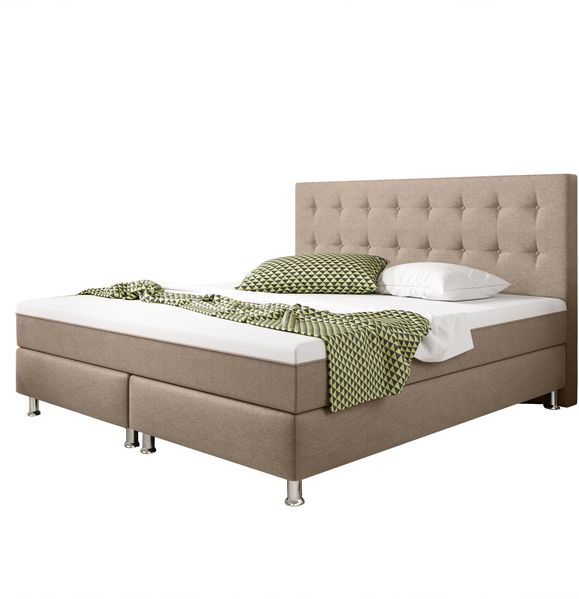 Boxspringbett KN0017 180x200 cm Webstoff Muddy mit Topper-Optik