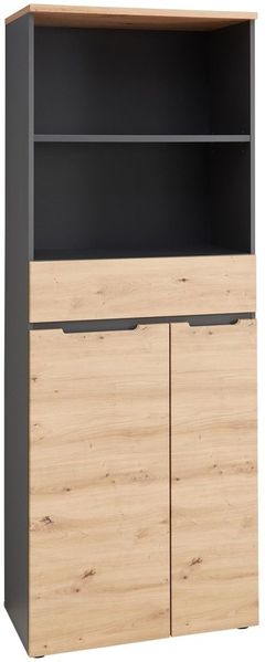 Büroschrank MEMPHIS 2 Türen 1 Schublade Artisan Eiche Korpus Graphit