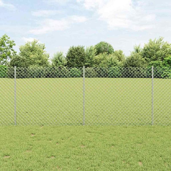 vidaXL Zaun mit Pfosten Silber 3336288