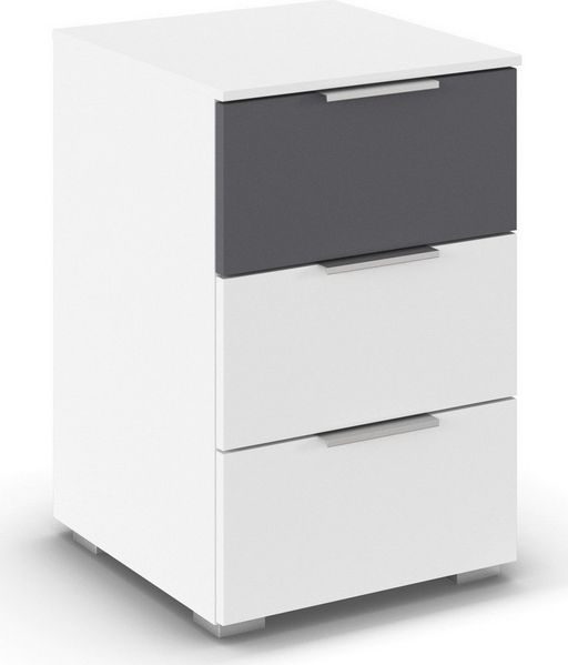 OTTO home Nachtkommode Nachttisch Nachtschrank Schubladen Sideboard Schubladenkommode ASTANA (Breite 40 cm / Höhe 61 cm), mit 3 geräumigen Schubladen, Kantengriff in Alufarben MADE IN GERMANY