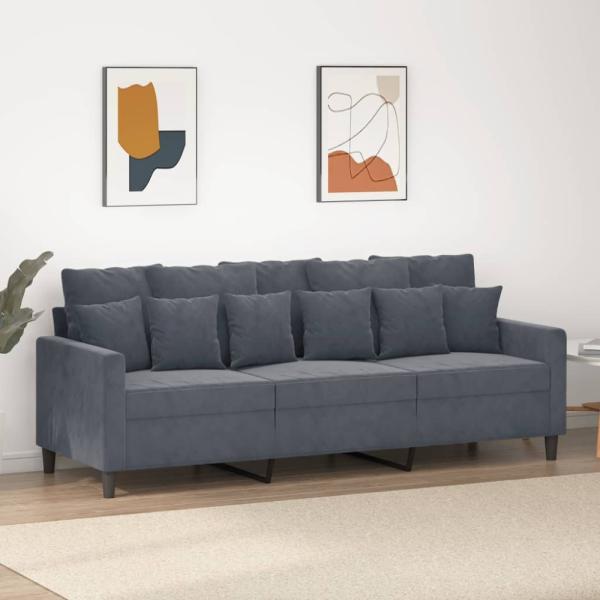 vidaXL 3-Sitzer-Sofa Dunkelgrau 180 cm Samt 359314