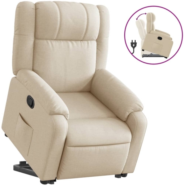 vidaXL Relaxsessel mit Aufstehhilfe Creme Stoff 3205211