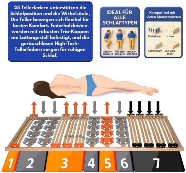 Coemo KombiFlex Federleisten-Teller-Lattenrost starr 100 x 200 cm Bild 2