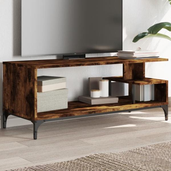 vidaXL TV-Schrank Räuchereiche 102x40x41 cm Holzwerkstoff und Stahl 842413