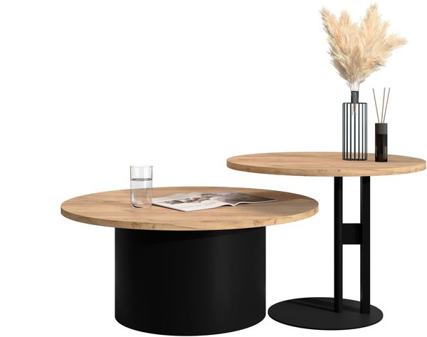 Couchtische Murno (Farbe: Schwarz / Eiche Craft Gold)