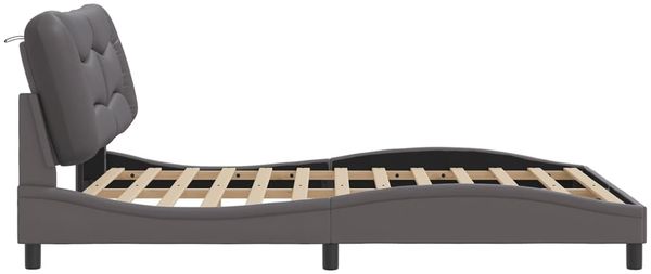 vidaXL Bettgestell mit LED ohne Matratze "Hvar" Grau 160x200 cm 3213944 Bild 8