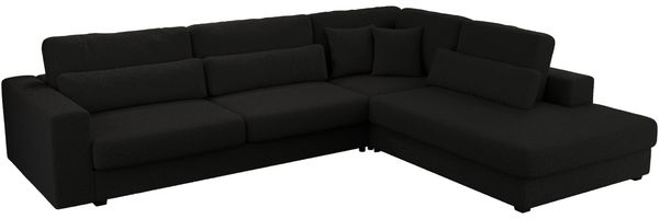 Freistehendes Ecksofa mit lose Kissen, L-form - SAVONA - rechts - Schwarz Boucle Bild 6