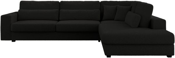 Freistehendes Ecksofa mit lose Kissen, L-form - SAVONA - rechts - Schwarz Boucle Bild 5