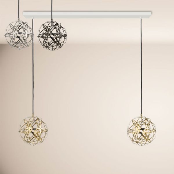 s.luce Atom LED Esstisch-Pendelleuchte 2 bis 5-flammig Balken 120cm Chrom