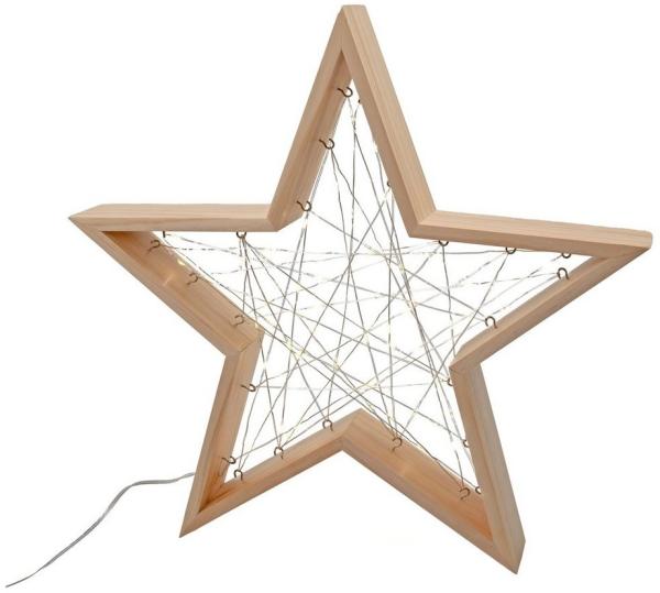 IC Winterworld LED Stern LED Stern oder Tanne aus Holz mit 60er Lichterkette beleuchtet, LED fest integriert, warm-weiß, Weihnachtsdeko
