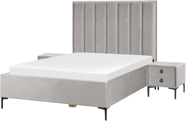Schlafzimmer komplett Set 3-teilig grau 140x200 cm SEZANNE