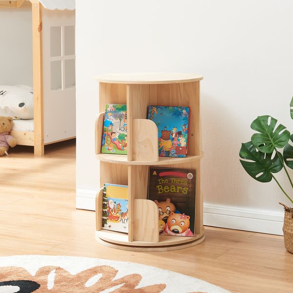 Drehbares Bücherregal Chasek 65x44 cm Kiefernholz Natur [en. casa]