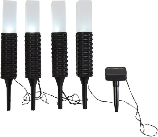 Näve Solar-Gartenleuchte LED mit Dämmerungssensor Merle 26 cm schwarz 4er Set