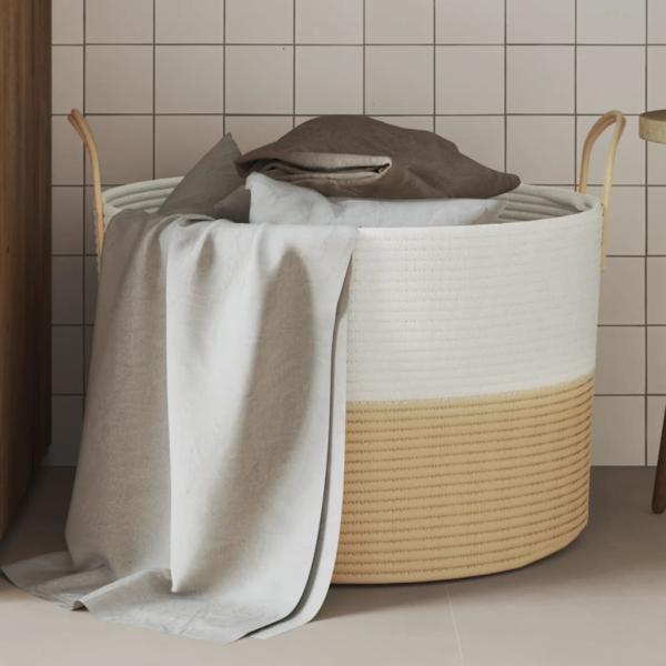 vidaXL Aufbewahrungskorb Beige und Weiß Ø51x33 cm Baumwolle 358491