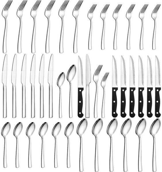 Premium Edelstahl Besteck Set 36-teilig für 6 Personen Wildone hochglanzpoliert