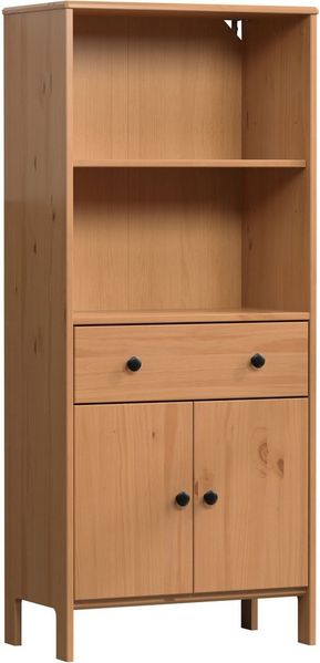 welltime Midischrank Kall (1-St) Breites Badregal aus Kiefer-Massivholz - Weiß oder Braun lackiert