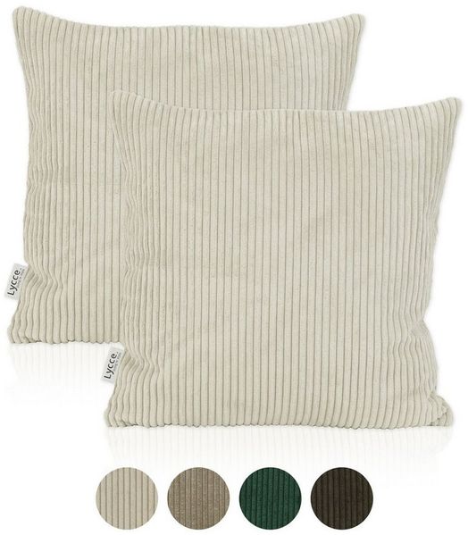 Lycce Dekokissen Kissenbezug 2er Set CORD Stoff (50 x 50 cm) - made in EU