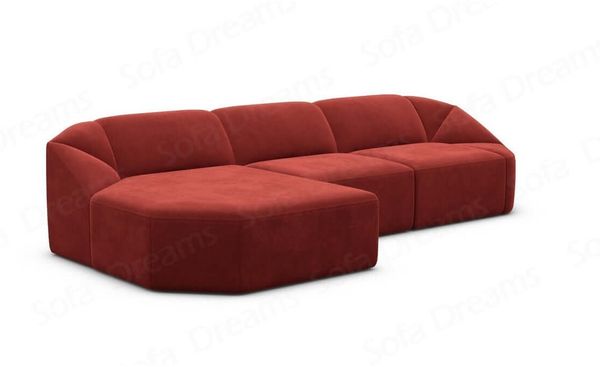 Samtstoff Ecksofa Cabrera L Form Kurz - Samtstoff - rot - Links