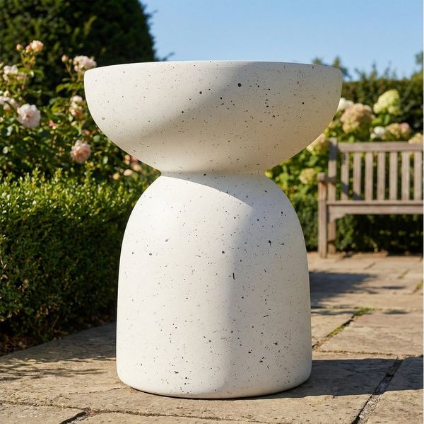 Celya Beistelltisch Beistelltisch für den Außenbereich, aus MgO, leicht und praktisch (einschließlich Gärten, Balkone, Schwimmbäder usw, Terrazzo Weiß), mit modernem Stil, geeignet für den Innen- und Außenbereich