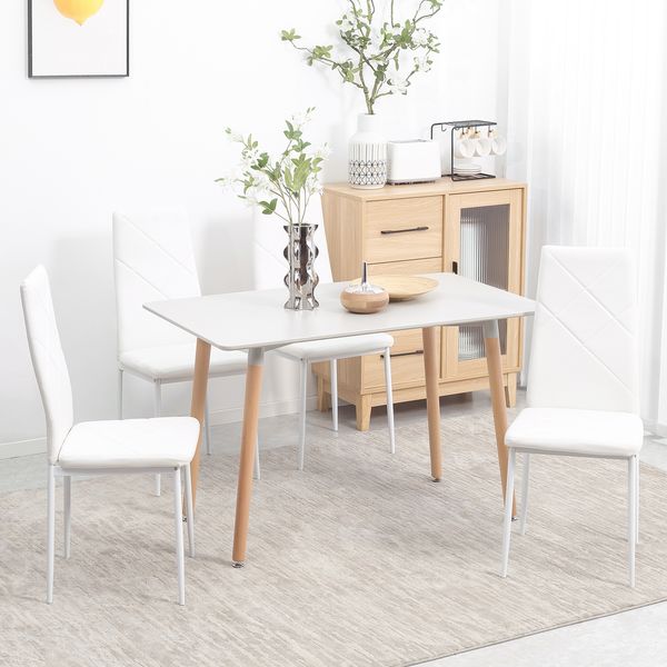 Stuhl 41x50x97 cm, 4er-Set, gepolstert, Kunstleder, Weiß