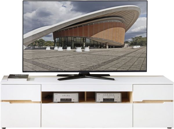 Memphis TV-Lowboard in Weiß, Artisan Eiche Optik - Moderner TV Schrank mit Schublade und viel Stauraum für Ihr Wohnzimmer - 192 x 53 x 47 cm (B/H/T)