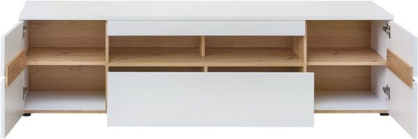 Memphis TV-Lowboard in Weiß, Artisan Eiche Optik - Moderner TV Schrank mit Schublade und viel Stauraum für Ihr Wohnzimmer - 192 x 53 x 47 cm (B/H/T) Bild 2