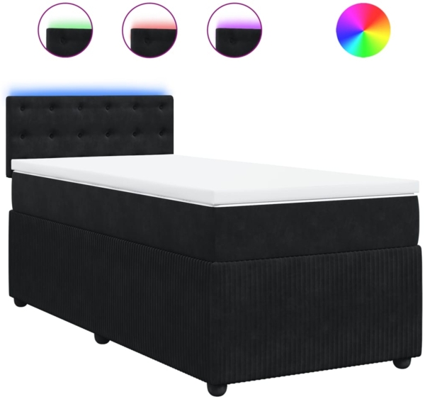 vidaXL Boxspringbett mit Matratze Schwarz 90x200 cm Samt 3289940
