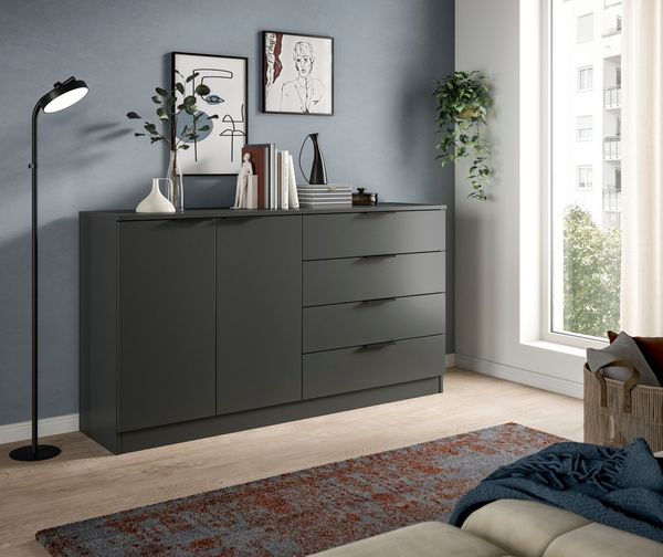 Home affaire Sideboard SKARDE, Breite 148 cm, 4 Schubkästen, 2 Türen, viel Stauraum (in verschiedenen Farben und Breiten erhältlich, individuell einsetzbar), Kommode, Anrichte, Schubkastenkommode, Schuhschrank, Schrank