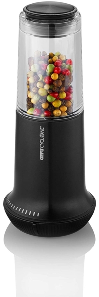 Gefu Salz-/Pfeffermühle X-PLOSION L, Gewürzmühle für Salz oder Pfeffer, Keramikmahlwerk, Glas, schwarz
