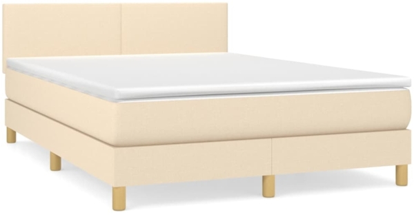 vidaXL Boxspringbett mit Matratze Creme 140x190 cm Stoff 3140454