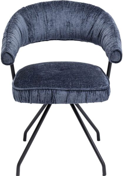 Kare Design Drehstuhl Arabella, Blau, 50 cm Sitzhöhe, 180° Drehbar, mit Armlehnen, Polsterstuhl, Esszimmerstuhl, Wohnzimmer