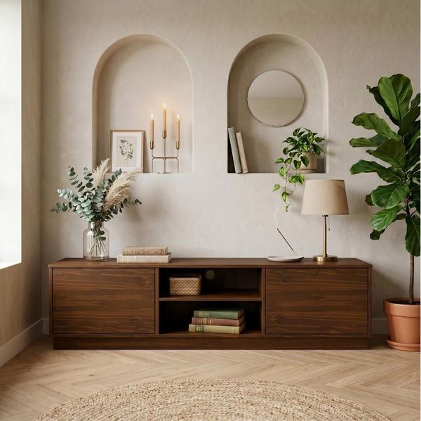 IDIMEX Lowboard MAITE, 170 cm aus Massivholz mit 2 Türen und Ablagefach Nussbaum Finish