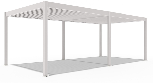Weide E-Deluxe | elektrische Pergola mit LED | Voll Aluminium | 3,6 x 7,2 M | motorisiertes Lamellendach Ivory Sand