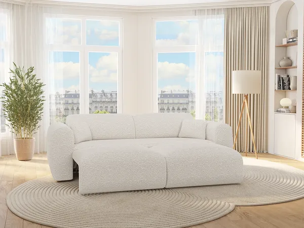 Vente-unique - POGNI Sofa Stoff Weiß - B 97 cm x H 73 cm x L 240 cm