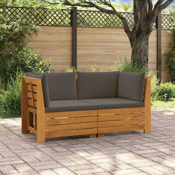 vidaXL Outdoor-Sofagarnitur mit Kissen 2 Stück Braun Massivholz Akazie 3403105